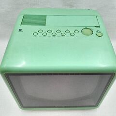 【R841】ナショナル/National/カラーテレビ/TH11-S9/昭和レトロ/ライトグリーン/通電確認OKの画像