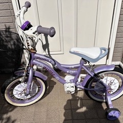 14インチ 子供用自転車 パープル の画像