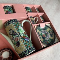 ⑧【未使用】茶器セット　急須、カップ、小皿付き