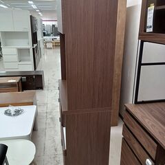 リユースのサカイ栃木店★ジモティ割あり★ NITORI 食器棚 ダークブラウン W88.5×D41.5×H180 クリーニング済み TC9116の画像