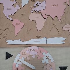 パズル　時計　世界地図　知育玩具