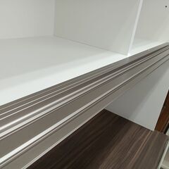 ★ジモティ割あり★ 松田家具 レンジボード ホワイト H186×D48.5×W97.5 クリーニング済み HJ6781の画像