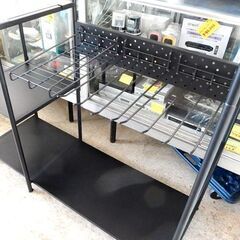 ハンガーシェルフ パイプフレーム棚 幅122cm システムラック スラックスハンガー等付き ☆ 札幌市北区屯田 の画像