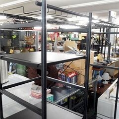 ハンガーシェルフ パイプフレーム棚 幅122cm システムラック スラックスハンガー等付き ☆ 札幌市北区屯田 の画像