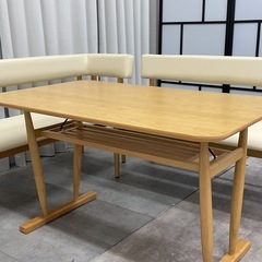 KF-14【新入荷　アウトレット品】L型リビング　ダイニング3点セット　ナチュラルの画像