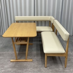 KF-14【新入荷　アウトレット品】L型リビング　ダイニング3点セット　ナチュラルの画像