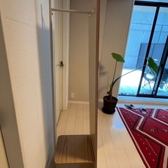 全身姿見　ハンガーラック　幅35X奥45x高さ160cm アイボリー の画像