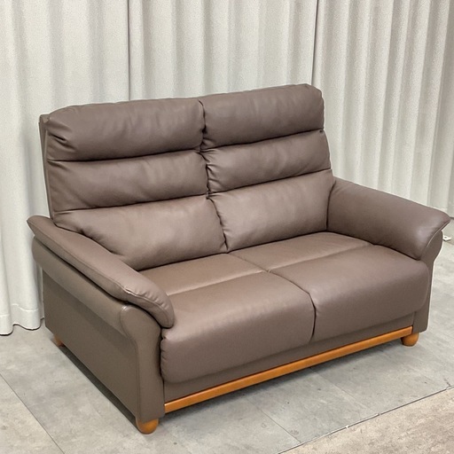 KF-16【新入荷　リサイクル品】マナカーサ本革　2シーターソファ　ブラウン