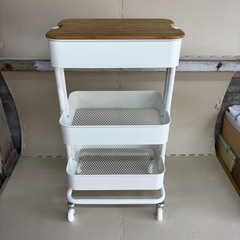 【美品中古】木製天板付き IKEA イケア RÅSKOG ロース...