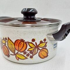 【R779】ほぼ未使用/象印/ホーロー鍋/両手鍋/オリーブ柄/22㎝/2.9L/昭和レトロの画像