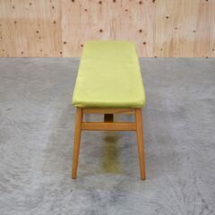 【配送完了9/15】≪zyt2244ジ≫ 大塚家具 ダイニングベンチ シネマCR PVCIV/WO 替えカバー付き 布/合皮 北欧風デザイン/おしゃれ/IDC大塚/中古家具/宮城県仙台市 70602-04の画像