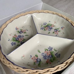 13【未使用】カゴ付きプレート大皿