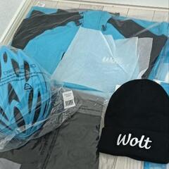 自転車配達員向け！新品未使用WOLTグッズ譲ります。ウーバーuber出前館チャリダースマホホルダー自転車ヘルメット雨具レインウェアなどの画像