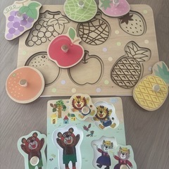 木製パズルセット 果物　動物　おもちゃの画像