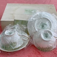 【未使用品】Noritake ノリタケ GRAND VERT グランヴェール 4622 ペアカップ＆ソーサー/2客/萌黄野 もえぎの/金彩/洋食器/LAC16-8の画像