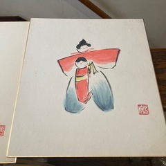 手描き色紙絵の画像