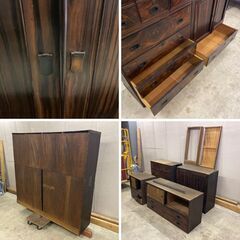 J7H2214 間箪笥 けん たんす 大型 家具 組立 大正 家具 昭和 アンティーク ヴィンテージ 年代物 古美術 古道具 レトロ ハーモニカ 和室 整理 チェスト 古民家 当時の画像