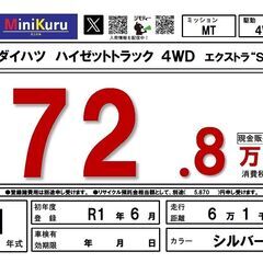 ダイハツ ハイゼットトラック 4WD エクストラ “SA3” R1年式・61000km 軽トラ 四駆の画像