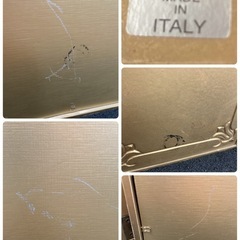 S368 ⭐ 輸入家具 イタリア製 アンティーク三面鏡 GOLD コンパクト 幅30-61cm USEDの画像
