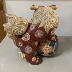 【九谷焼】玉乗り獅子　置物　縁起物　開運　幸運　玄関　厄除け　招福　シーサーの画像
