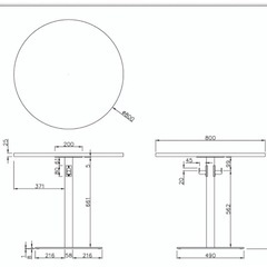  バッグハンガー付き 丸テーブル　直径
800×高さ700の画像