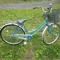 自転車　ママチャリ　26インチ　カゴ付き　鍵付き　ライト付き