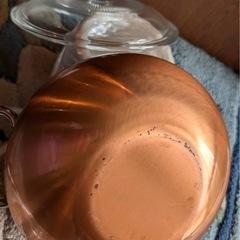 銅色　鍋　ガラス蓋の画像