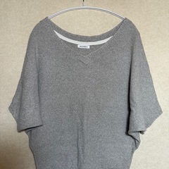 二の腕隠しに◎ 半袖　Mサイズ サマーニット　グレー