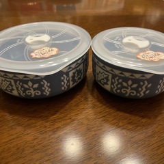 未使用 蓋をしたまま電子レンジOK 陶器 密閉容器 サイズ違い2点セットの画像