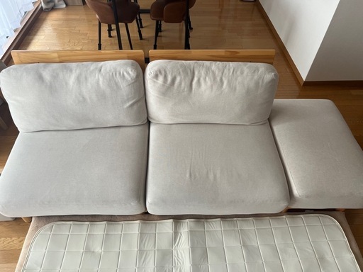 ファブリックローソファー2.3人掛け オットマン付き