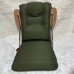 【美品】宮武製作所 座椅子 グリーン 13段リクライニング ポンプ肘付きの画像