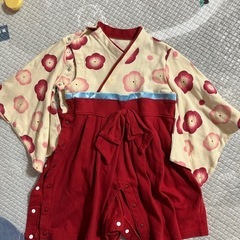 袴 ロンパース (花飾り付き) カバーオール 和服 和装 新生児...