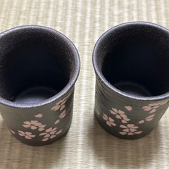 【夏休み値引価格】宇野千代　黒伊賀　花舞　グラス　コップ　セット価格の画像