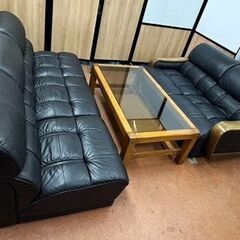 カリモク　応接セット　本革　レザー　３人掛け180（60×3）２...