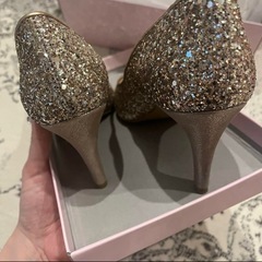 Diana ゴールド　グリッター　パンプス　8cmヒール　24cmの画像
