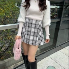 GRL グレイル インパン裏地付きツイードチェックミニスカート[...