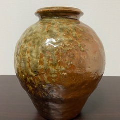 陶器 花器／未使用 木箱付／備前焼風 土物／フラワーベース／和モ...