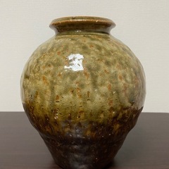 陶器 花器／未使用 木箱付／備前焼風 土物／フラワーベース／和モダンインテリアの画像