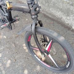 【ジャンク・部品取りに】折りたたみ自転車 20インチ 3本スポーク 前後ディスクブレーキ サスペンションの画像