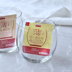 希少・廃盤☆ダイソー 薄グラス 285ml 未使用／美中古の2個セット ポーランド製の画像