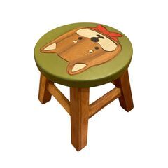 シバイヌ ラウンド スツール 木製 イス 約φ25×H25～26cm 基本引き取り限定 神奈川県横須賀市の画像