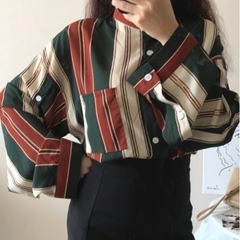 レトロ柄シャツフリーサイズ
