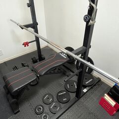 【引き取り限定】FIGHTING ウエイトプレート・バーベルセッ...