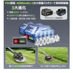充電式草刈り機【独自の草巻き防止構造 2025年新登場 1台3役の画像