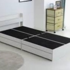 ニトリ  シングル棚・コンセント・引出し付収納ベッドフレーム(IKI WW)の画像