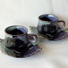 【陶器カップ＆ソーサー 2客セット】