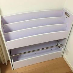 19日まで　絵本棚付きお片付け収納ラックの画像
