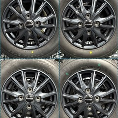 ①軽トラ・箱バン用の新品ゴツゴツタイヤと中古ホイールとナット付きの画像