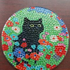 ハンドメイドコースター 黒猫
