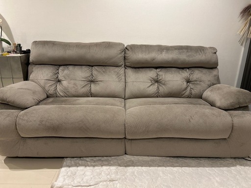 美品】アシュレイ リクライニングソファー（グレー・ふかふか
